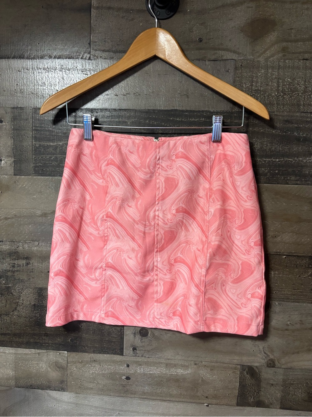 Altar'd State Soft Pink Marble-Print Mini Skirt Small